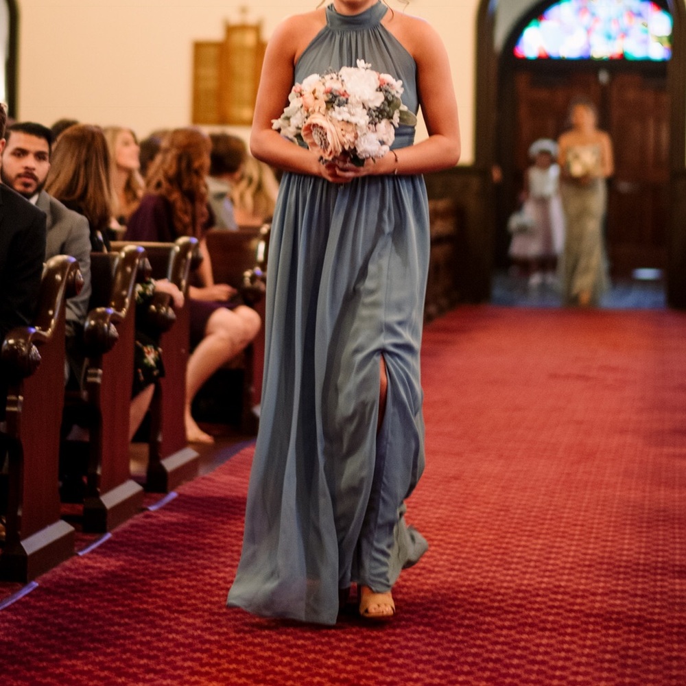 Levkoff Slate Blue Bridesmaid Dress Size 8